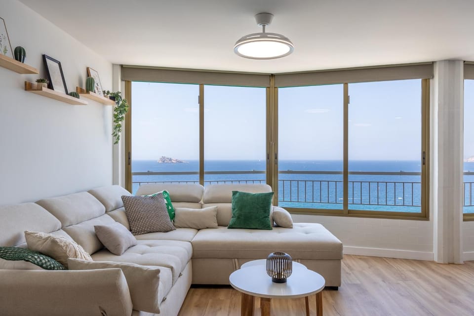 Natural landscape, View (from property/room), Living room, Seating area, Sea view