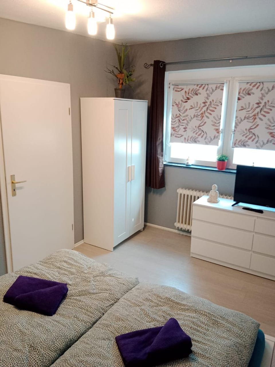 Bed, TV and multimedia, Living room, Bedroom, towels, wardrobe