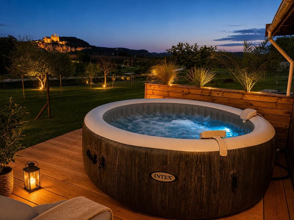 Night, Natural landscape, Garden, Hot Tub