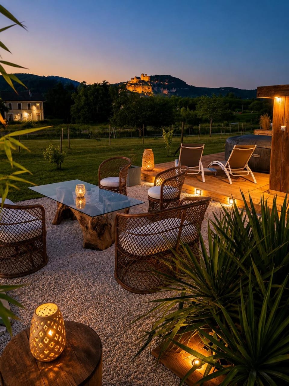 Natural landscape, Garden, Living room, Garden view, sunbed