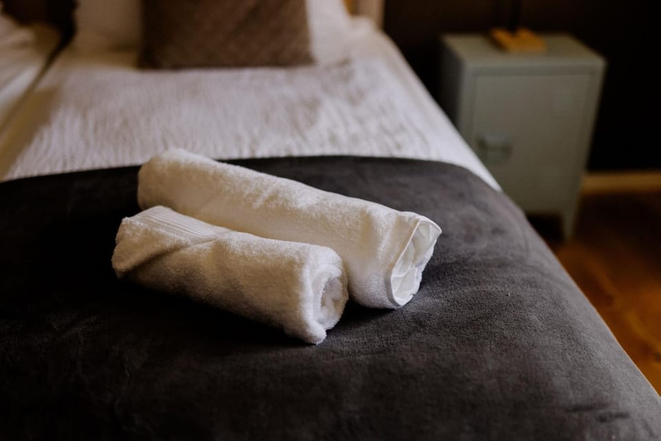 Bed, Photo of the whole room, Bedroom, towels