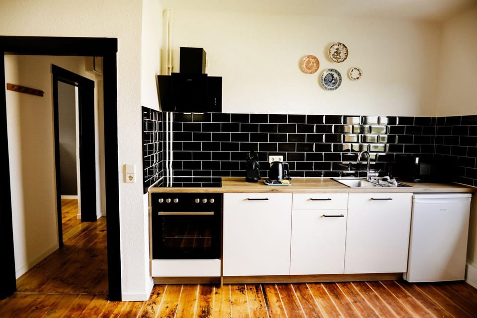 Kitchen or kitchenette, dishwasher, stove