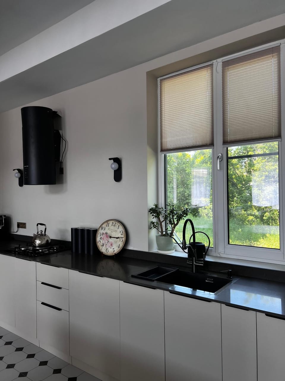 Kitchen or kitchenette, stove