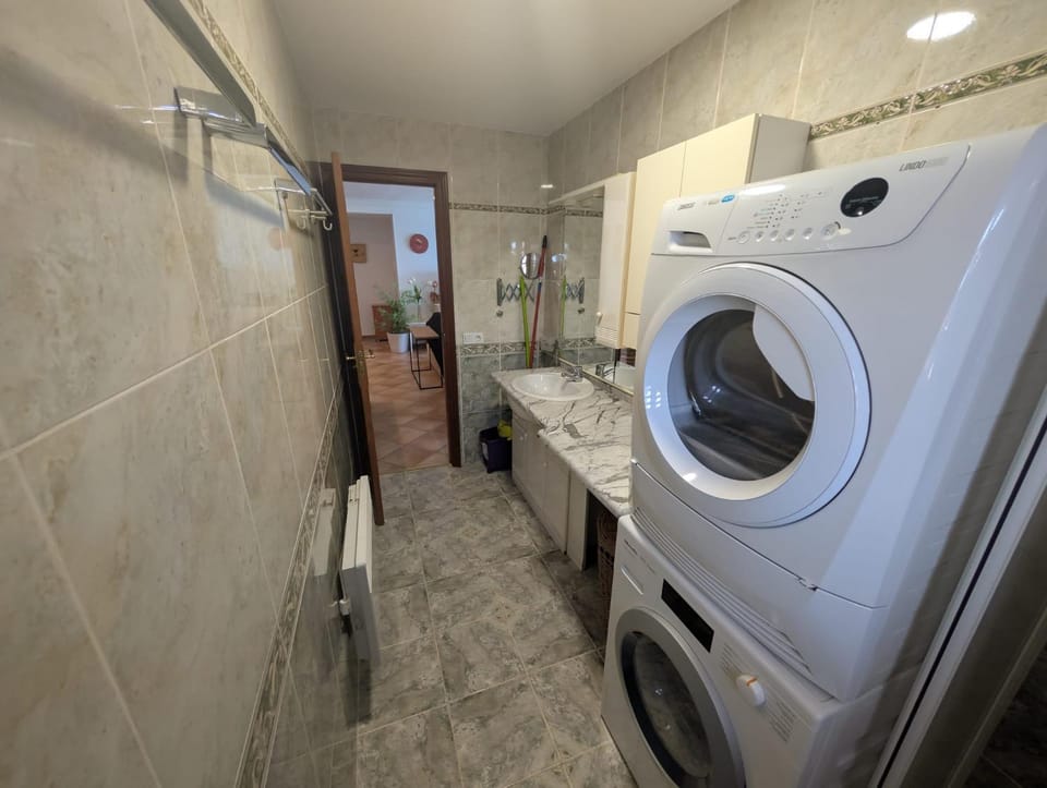 Bathroom, washing machine, dryer