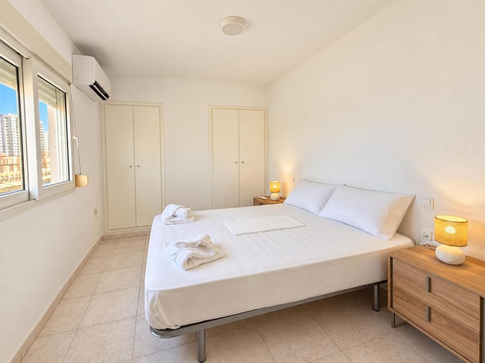 Bed, Photo of the whole room, Bedroom, towels, wardrobe, air conditioner