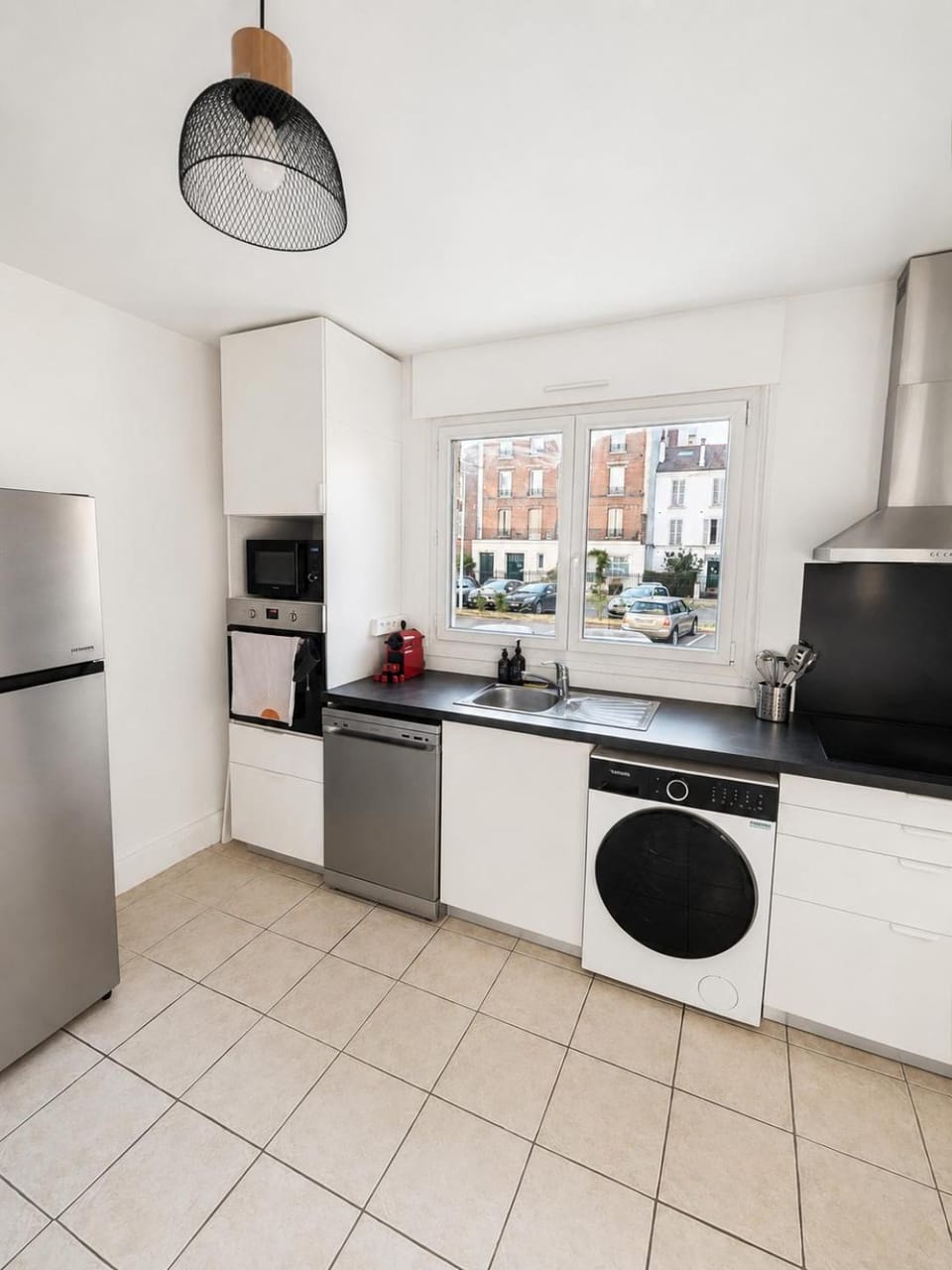 Kitchen or kitchenette, dishwasher, oven, stove, toaster