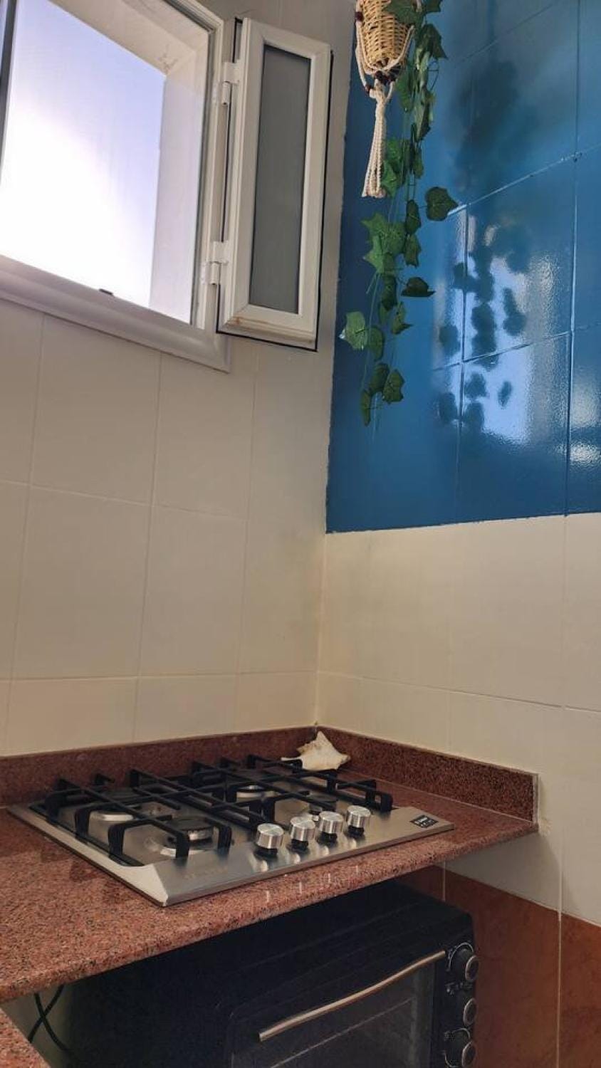 Kitchen or kitchenette, stove