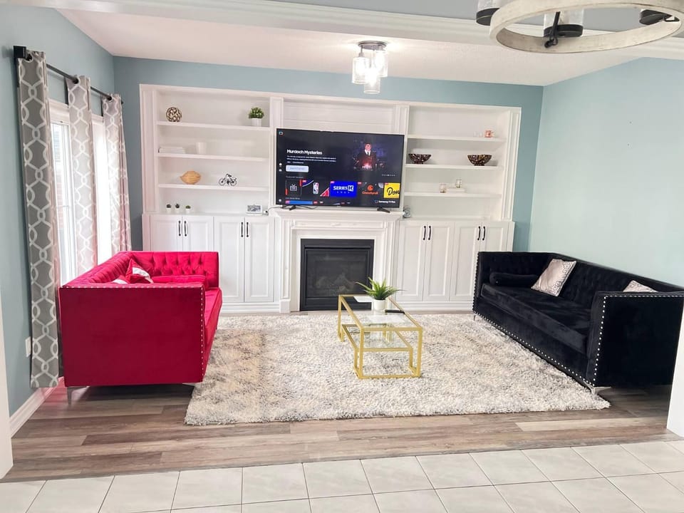Living room, fireplace