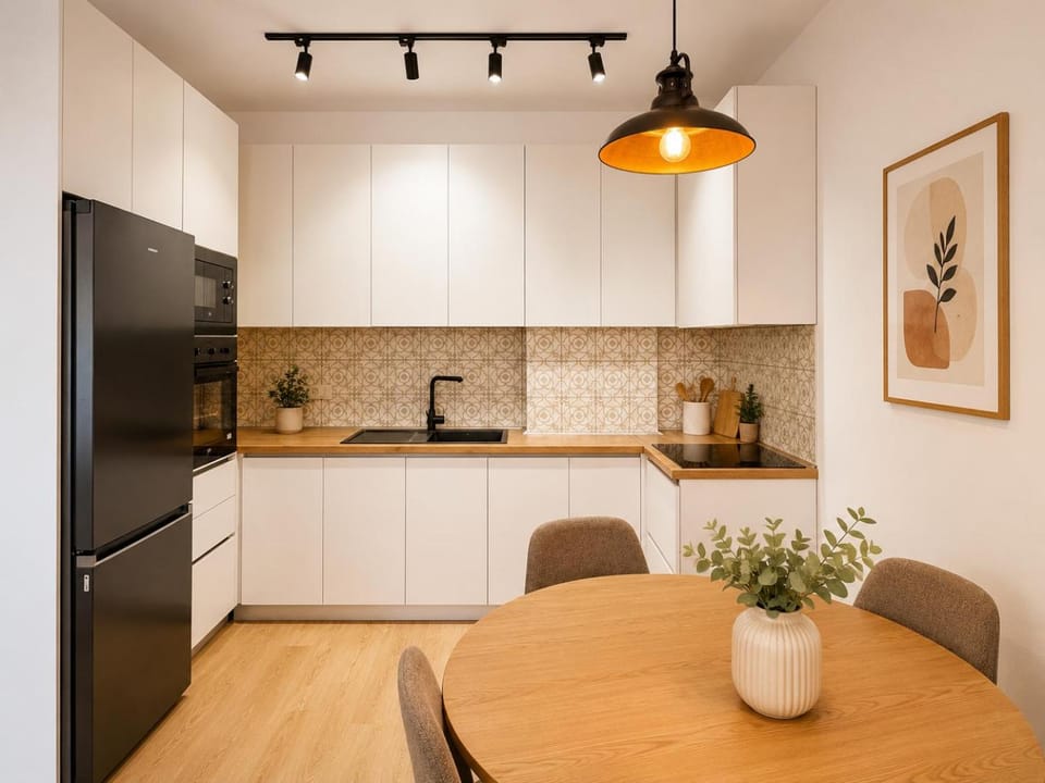 Kitchen or kitchenette, oven, stove