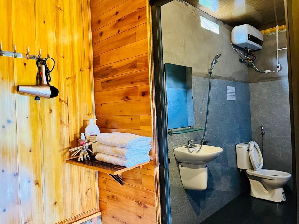 Shower, Toilet, bidet, towels