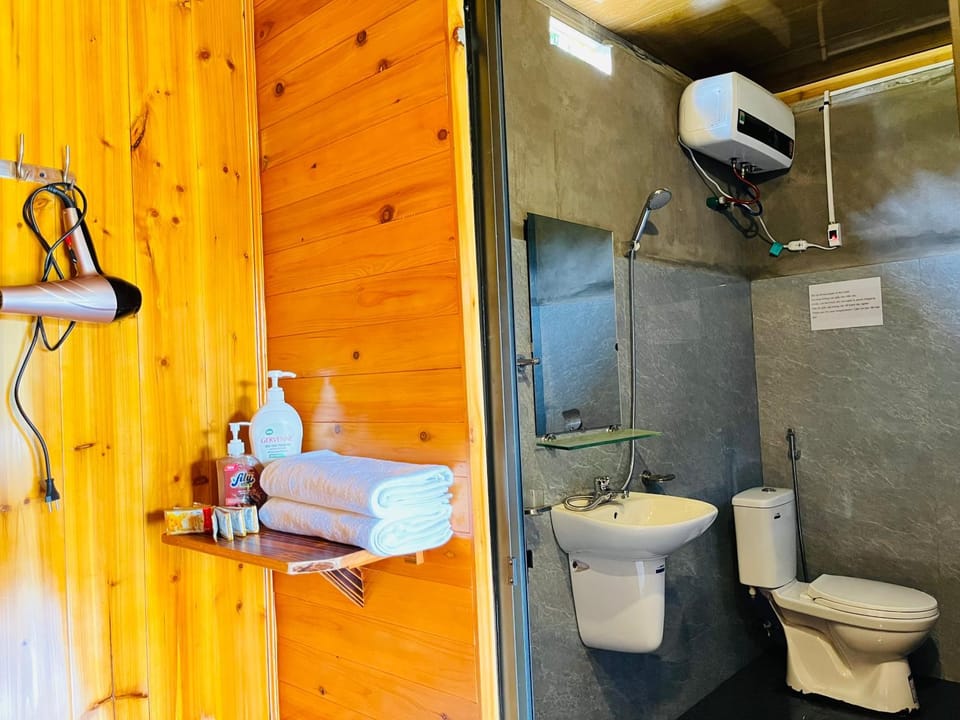 Shower, Toilet, bidet, towels