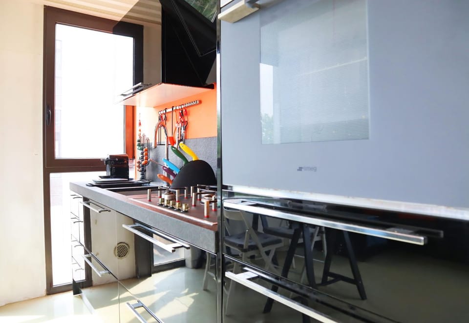 Kitchen or kitchenette, dishwasher, oven, stove
