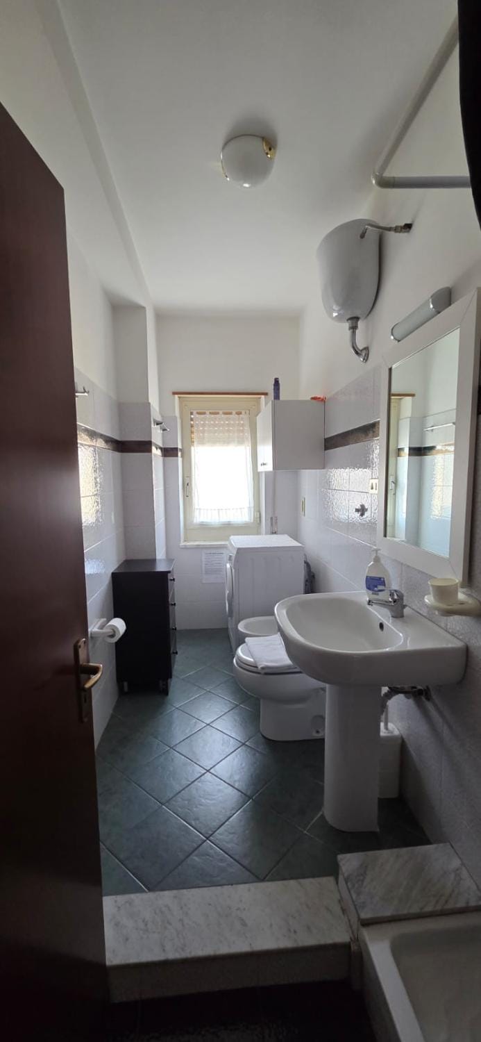 Shower, Toilet, Bathroom, bidet, towels, washing machine