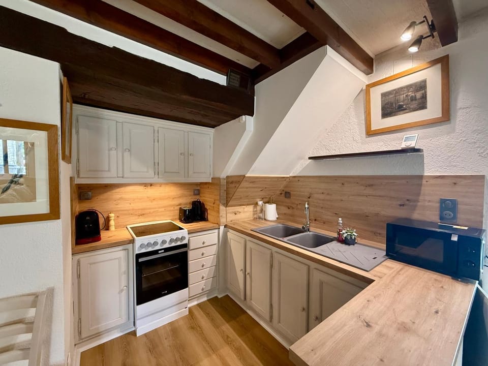Kitchen or kitchenette, minibar, stove, toaster