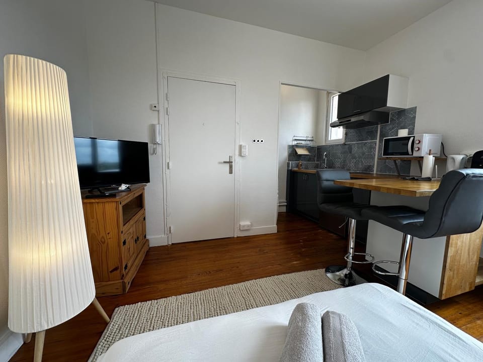 Bed, TV and multimedia, Kitchen or kitchenette, Photo of the whole room, Dining area, Bedroom, stove