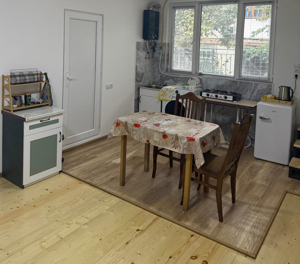 Kitchen or kitchenette, Dining area, stove