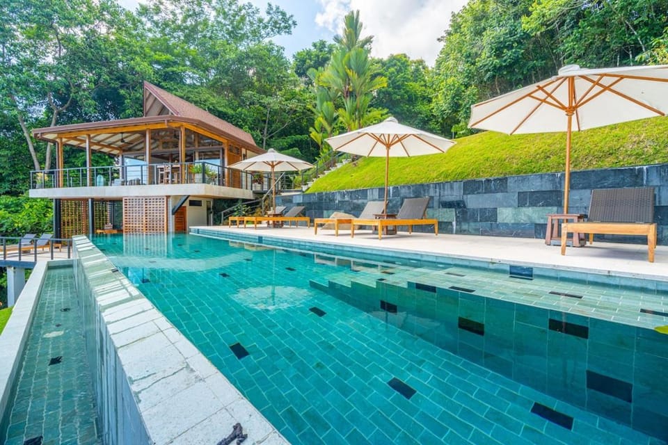 Swimming pool, sunbed