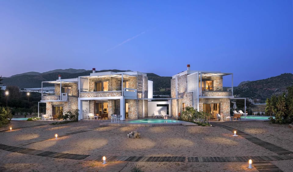 Property building, Swimming pool, Sunset