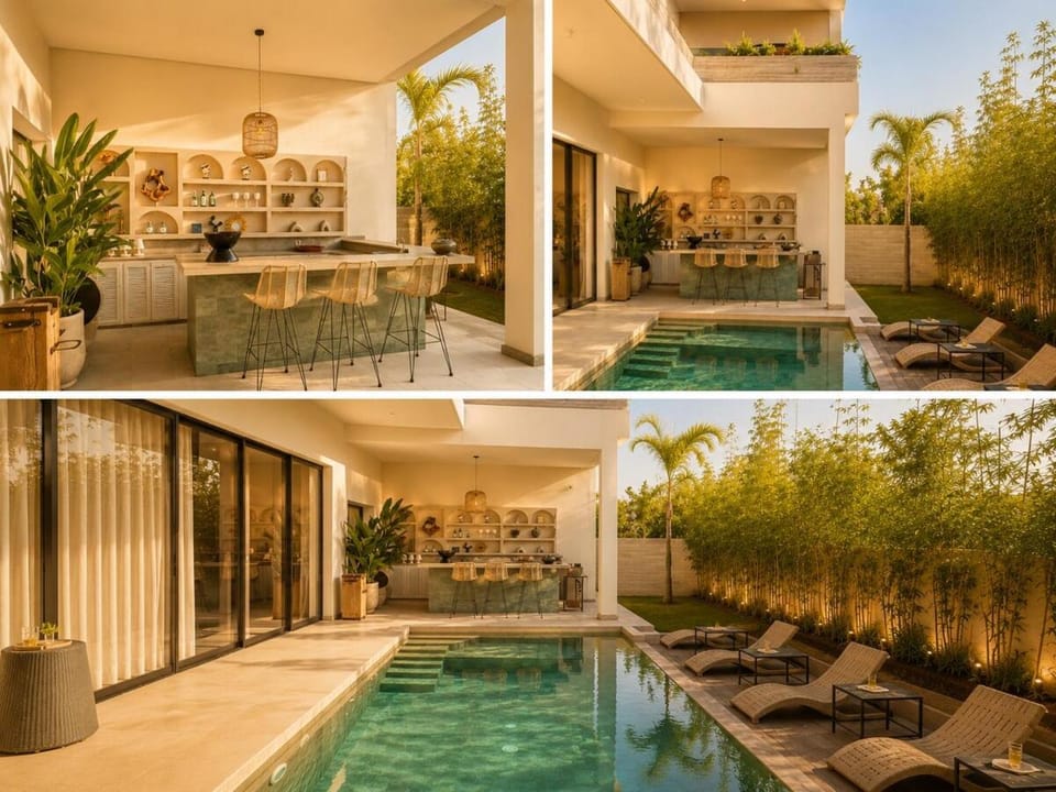 Patio, Day, Natural landscape, Garden, Garden view, Pool view, Swimming pool, sunbed