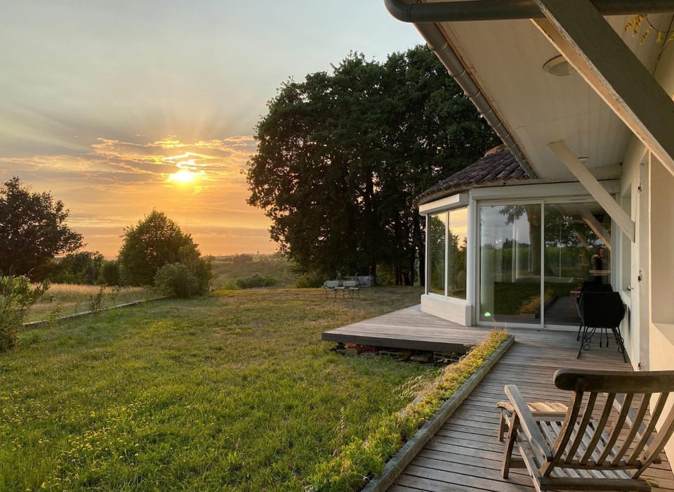 Patio, Natural landscape, View (from property/room), Garden view, Sea view, Sunset, sunbed