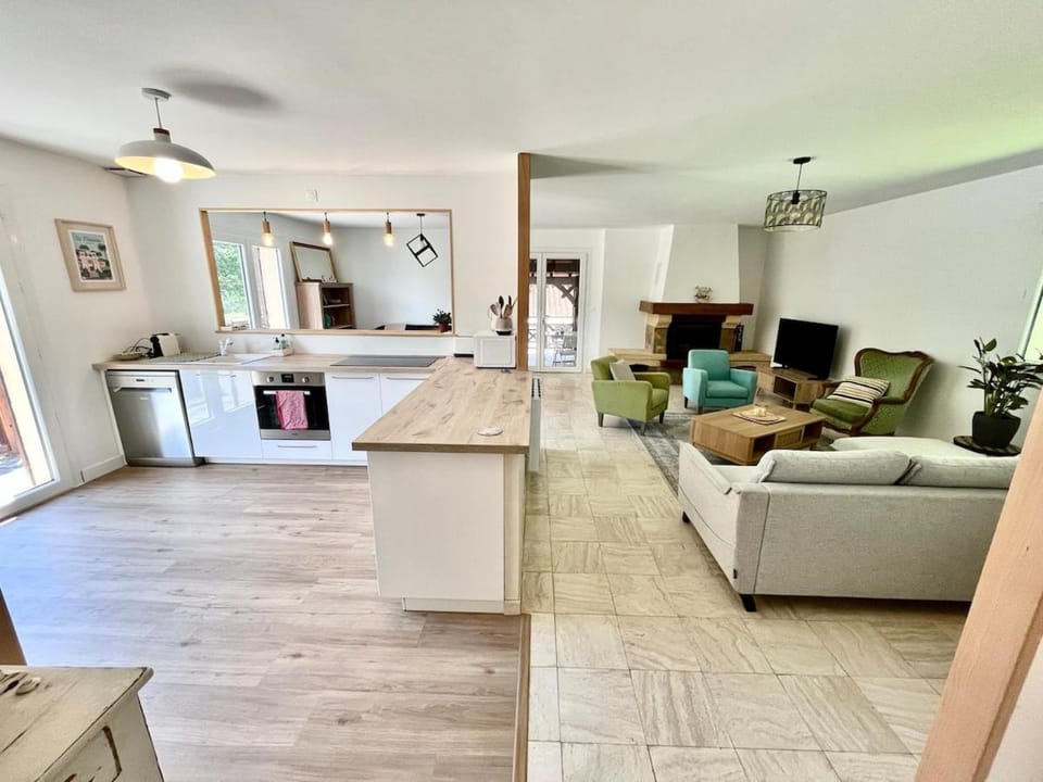 Kitchen or kitchenette, Living room, stove