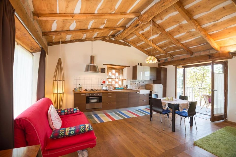 Kitchen or kitchenette, Living room, stove