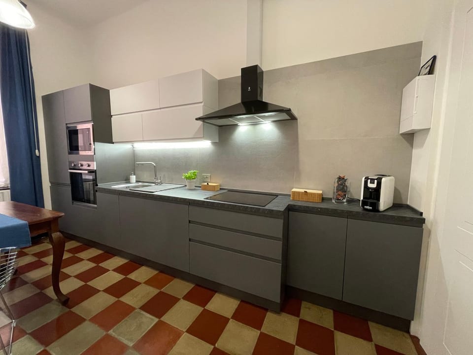 Coffee/tea facilities, Kitchen or kitchenette, oven, stove