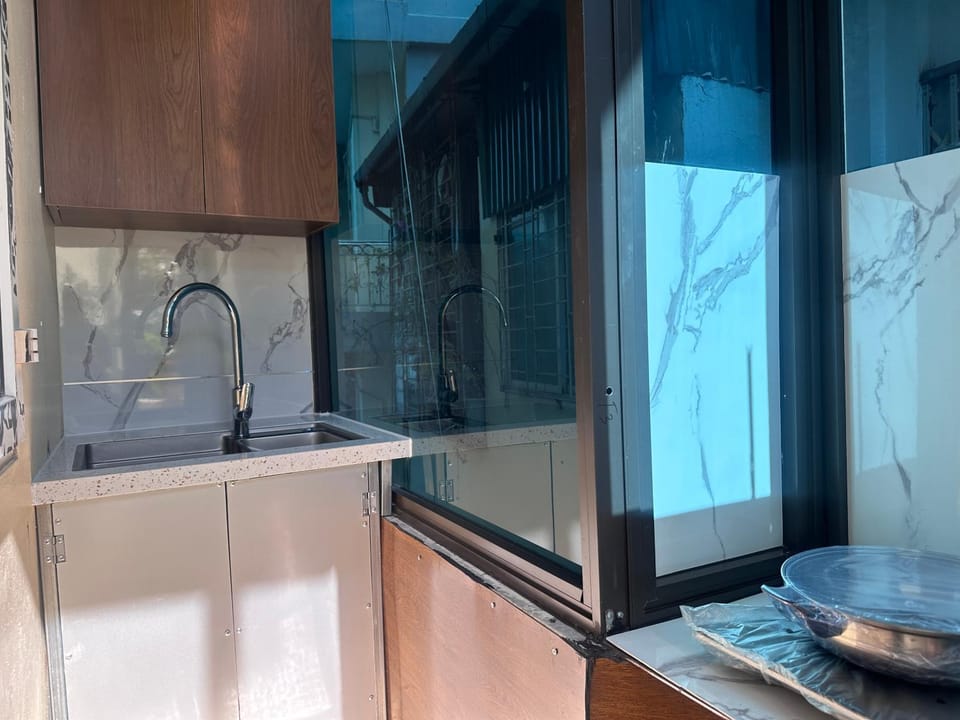 Kitchen or kitchenette, stove