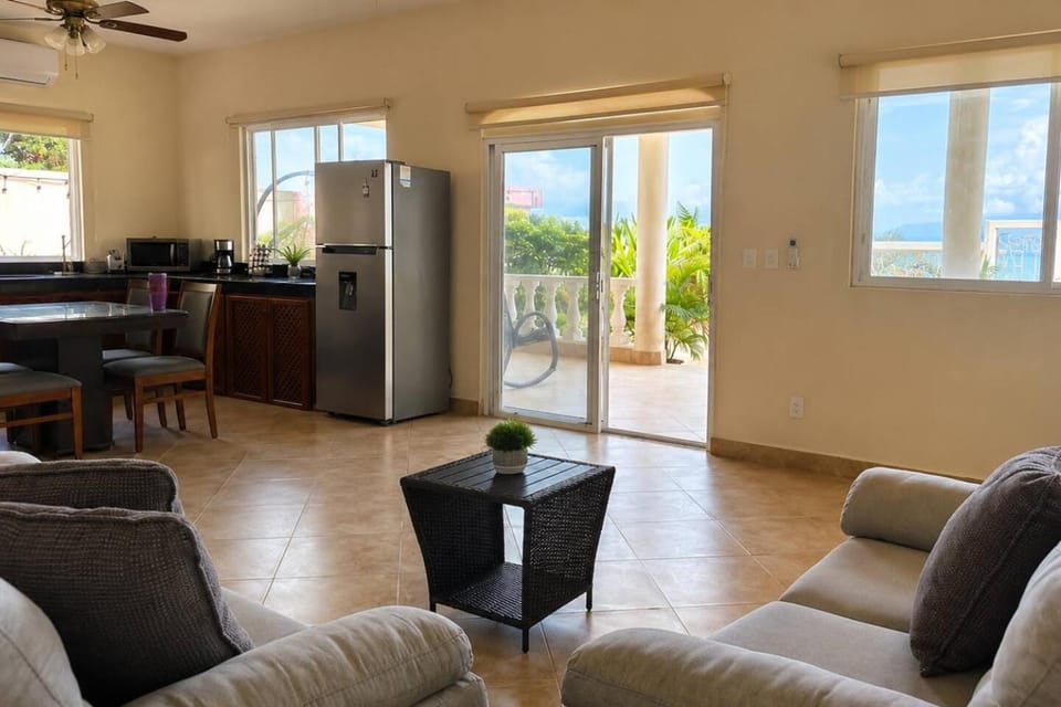 Kitchen or kitchenette, Living room, Seating area, Dining area, oven