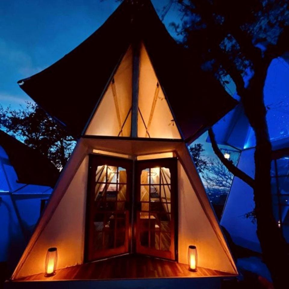 Luxury Glass A-Frame Escape with Cliffside Balcony & Spa Features in Cottonwood Shores, Texas Chalet in Cottonwood Shores