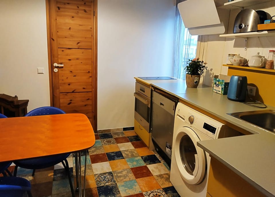 Kitchen or kitchenette, Dining area, dishwasher, oven, stove, washing machine
