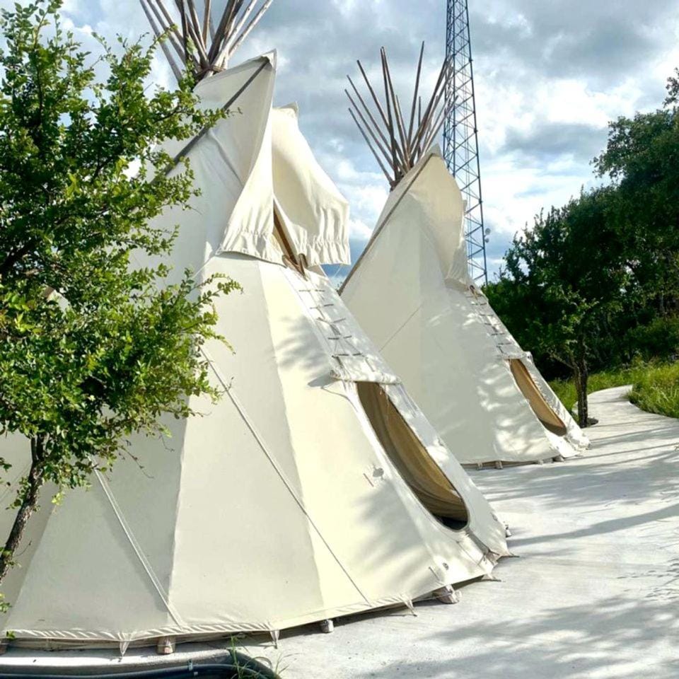 Cliffside Tipi Retreat with Jetted Soak & Sunset Skies in Cottonwood Shores, Texas Luxury tent in Cottonwood Shores
