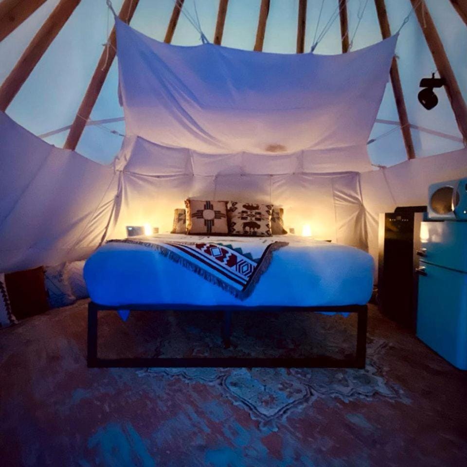 Cliffside Tipi Retreat with Jetted Soak & Sunset Skies in Cottonwood Shores, Texas Luxury tent in Cottonwood Shores