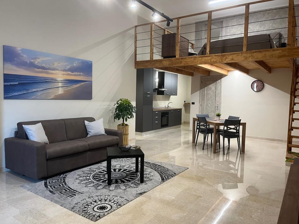 Kitchen or kitchenette, Living room, Seating area