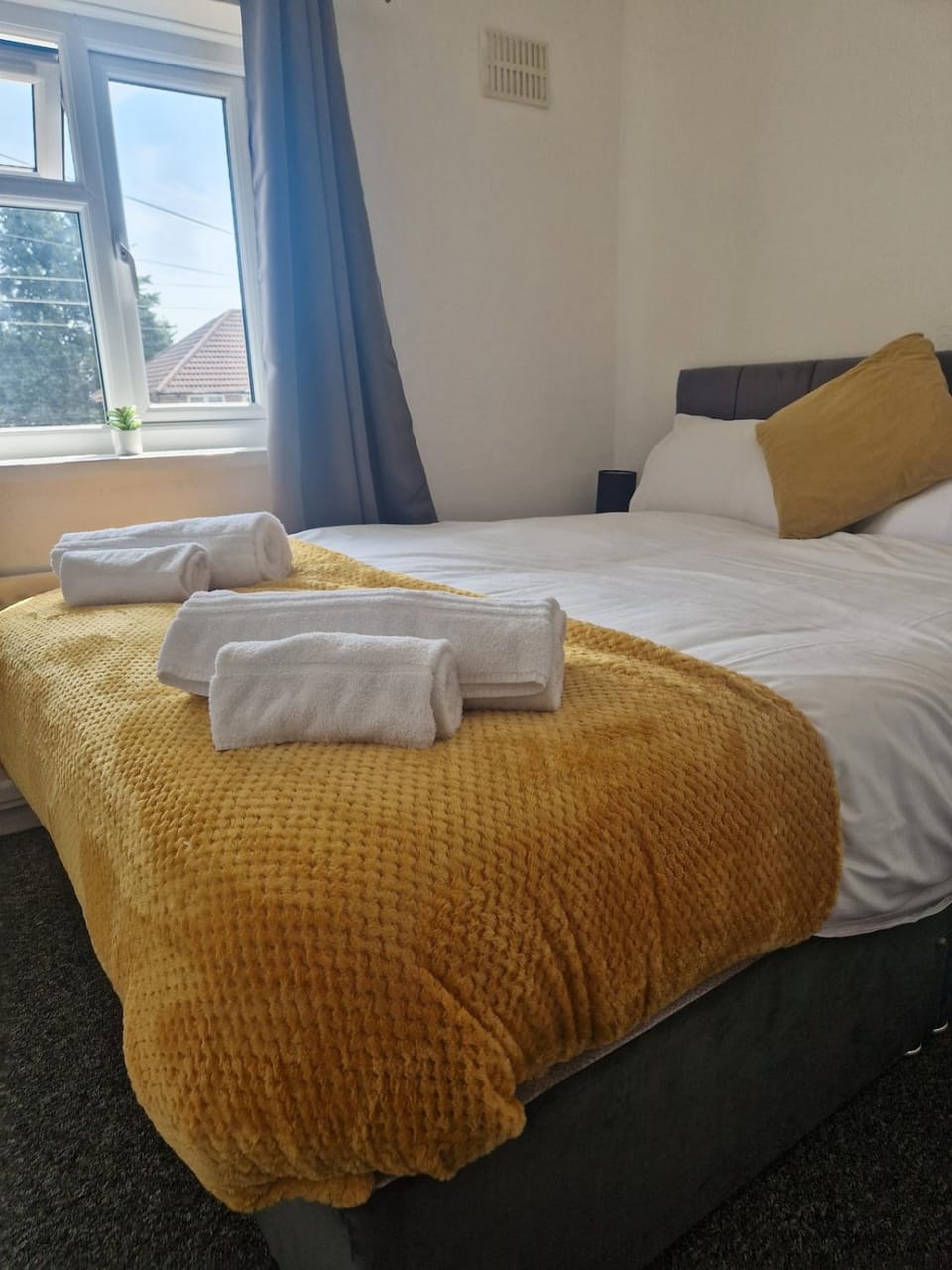 Bed, Photo of the whole room, Bedroom, towels