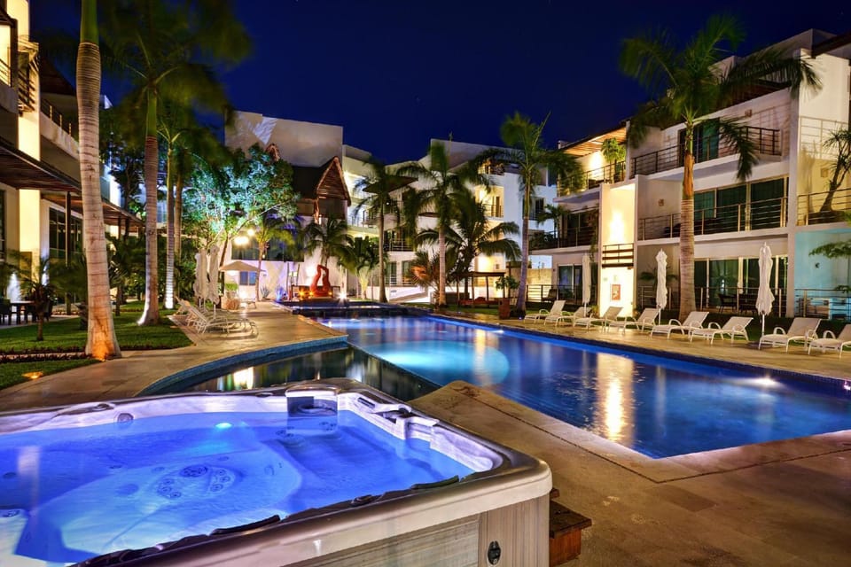 Property building, Night, Pool view