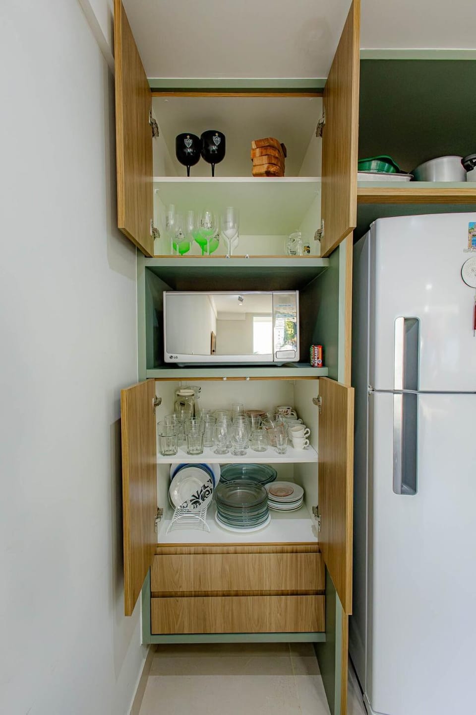 Kitchen or kitchenette, microwave