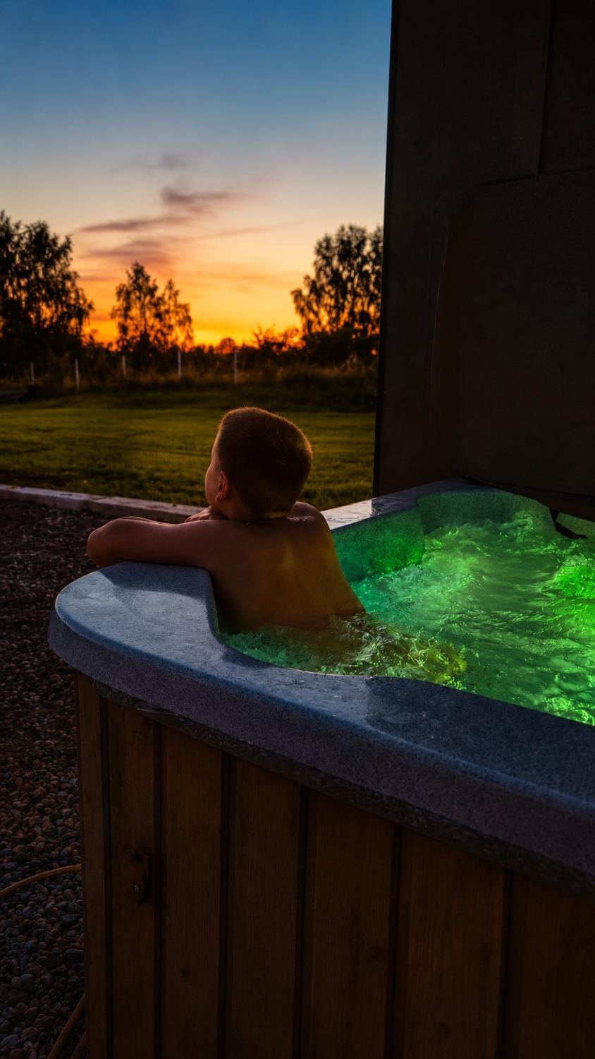 Hot Tub, View (from property/room), Garden view, Swimming pool, Sunset