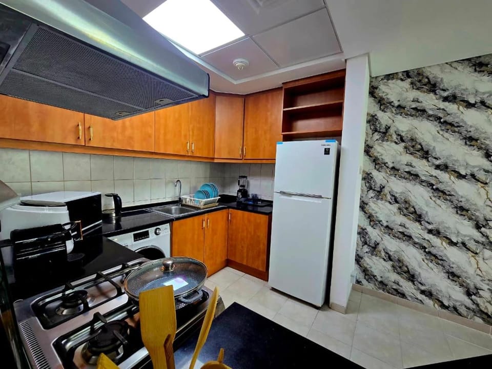 Kitchen or kitchenette, dishwasher, oven, stove