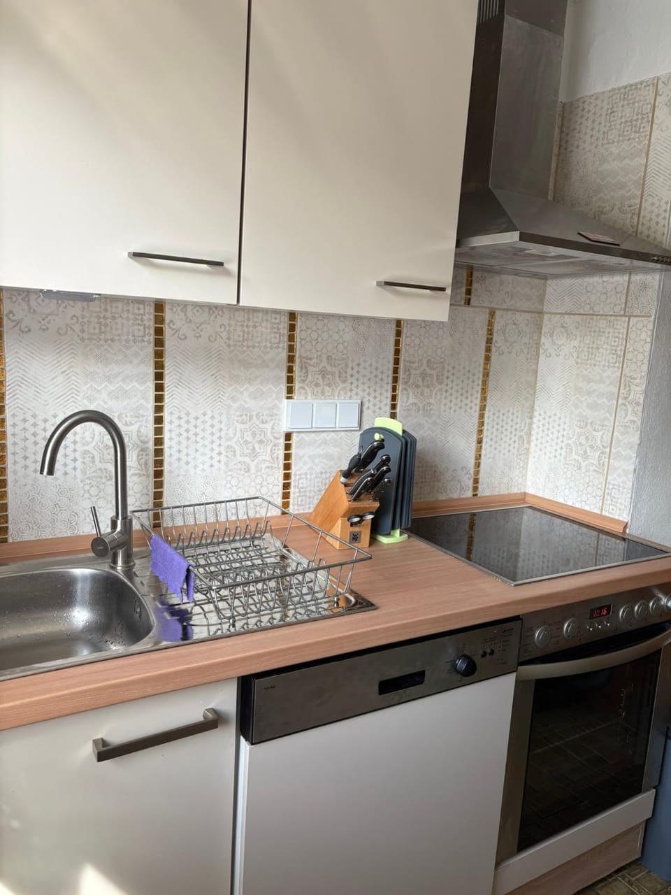 Kitchen or kitchenette, dishwasher, stove