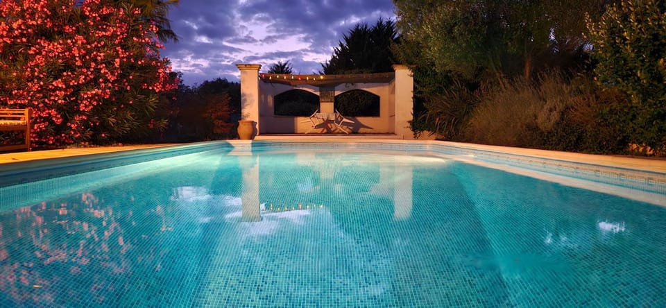 Property building, Living room, Swimming pool