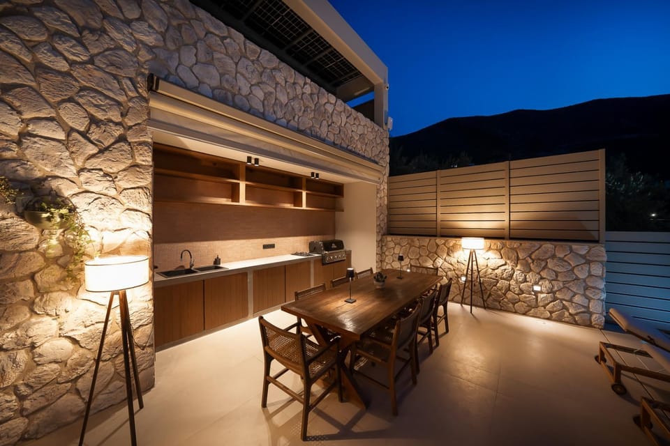 Patio, Night, BBQ facilities, Dining area