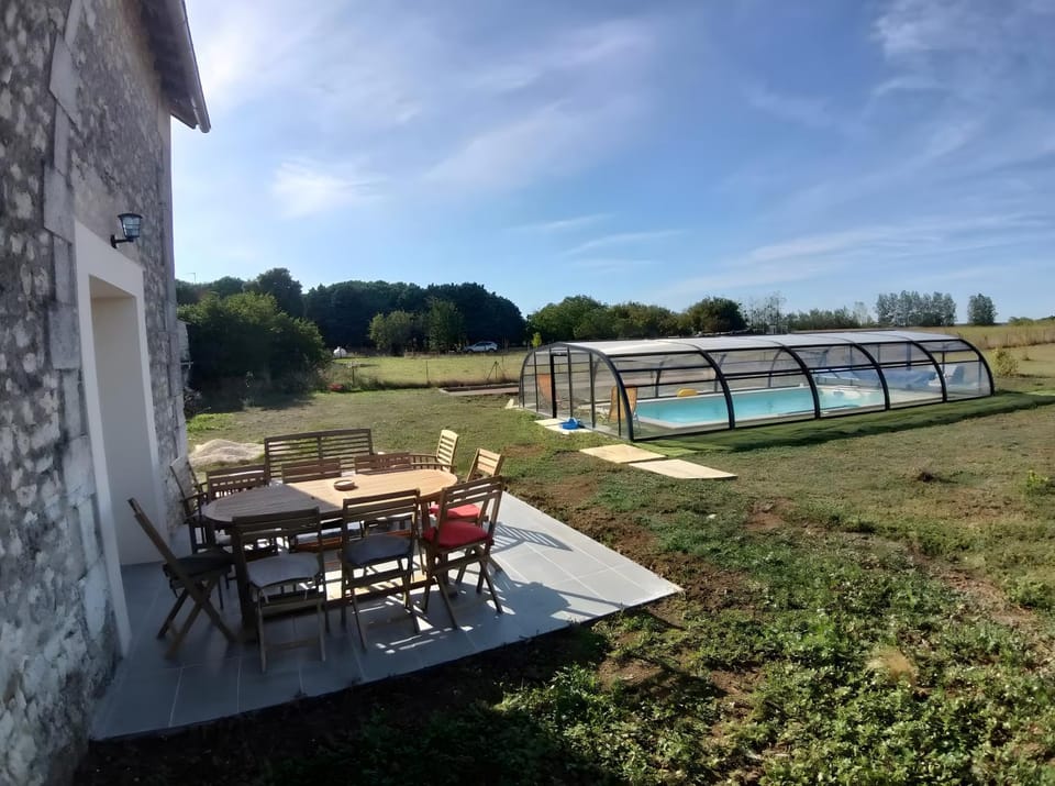 Property building, Living room, Swimming pool