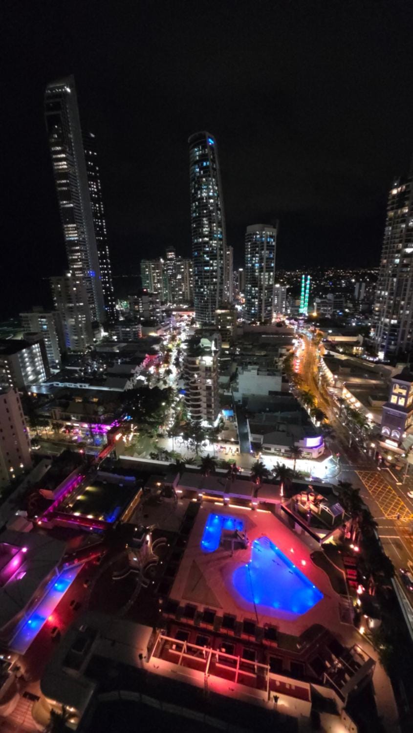 Night, Evening entertainment, City view, Pool view