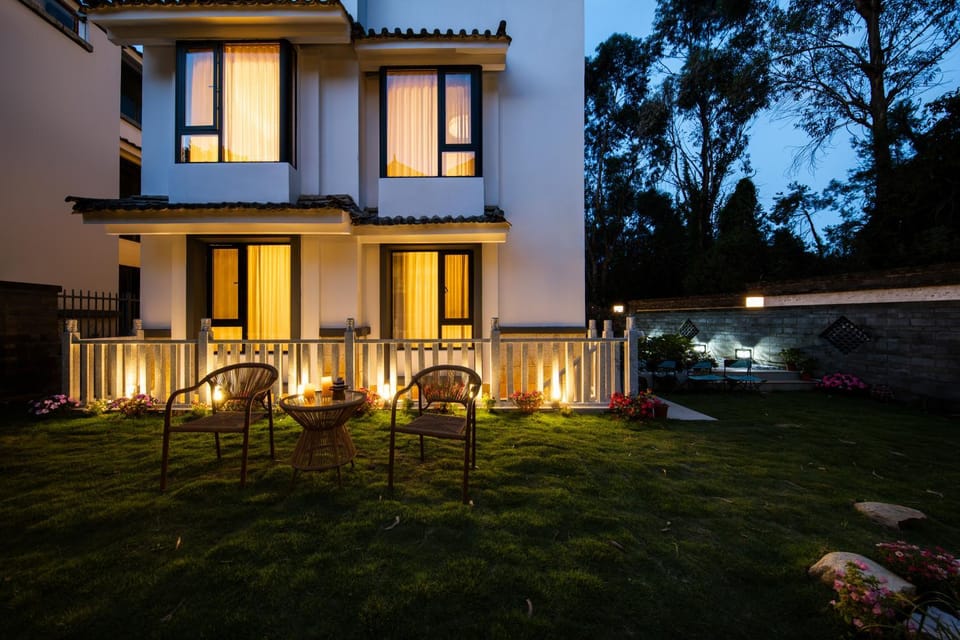 Property building, Night, Garden, Garden view