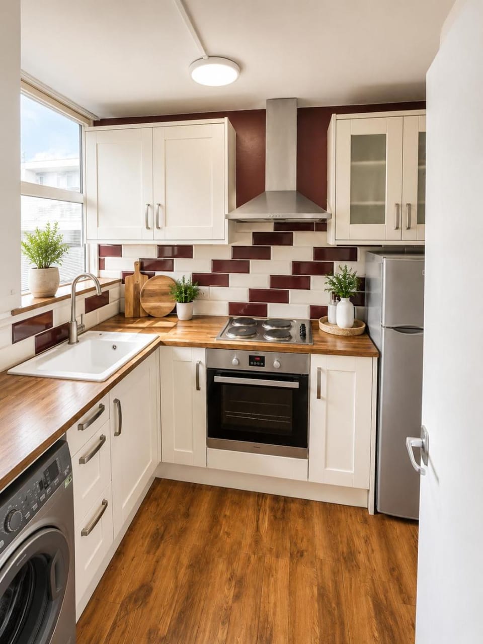 Kitchen or kitchenette, dishwasher, oven, pet friendly, stove, toaster, washing machine