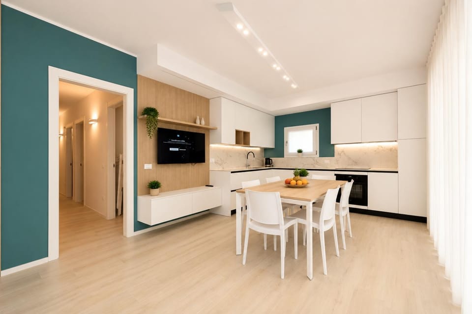 Kitchen or kitchenette, Living room, Dining area
