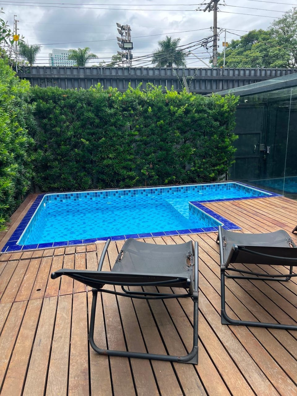 Swimming pool, sunbed