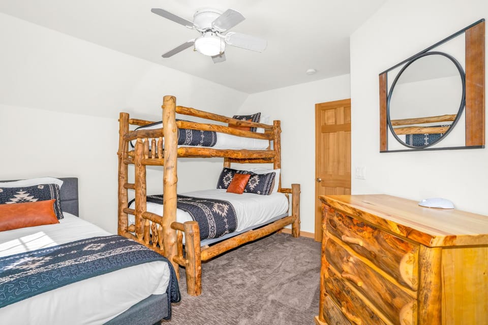 Bed, Photo of the whole room, Bedroom, bunk bed, wardrobe