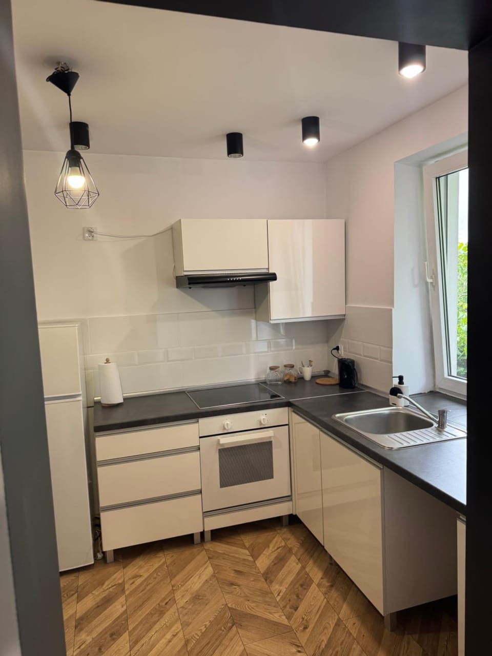 Kitchen or kitchenette, stove
